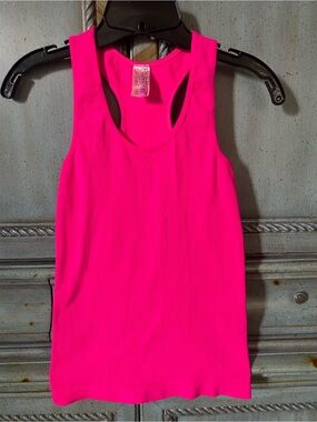 Bright Hot Pink Ribbed Racerback Tank Top by Tanco